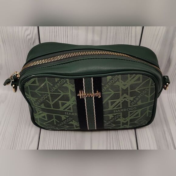 Harrods London Forest Green Logo Makeup Bag Cosmetic Case - Picture 2 of 16